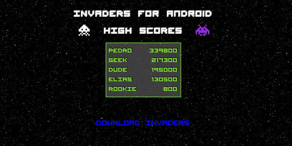 Invaders For Android Website